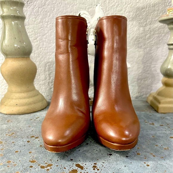EUC Antonio Melani Brown Leather and Gray Wool Heeled Boots - Picture 10 of 16